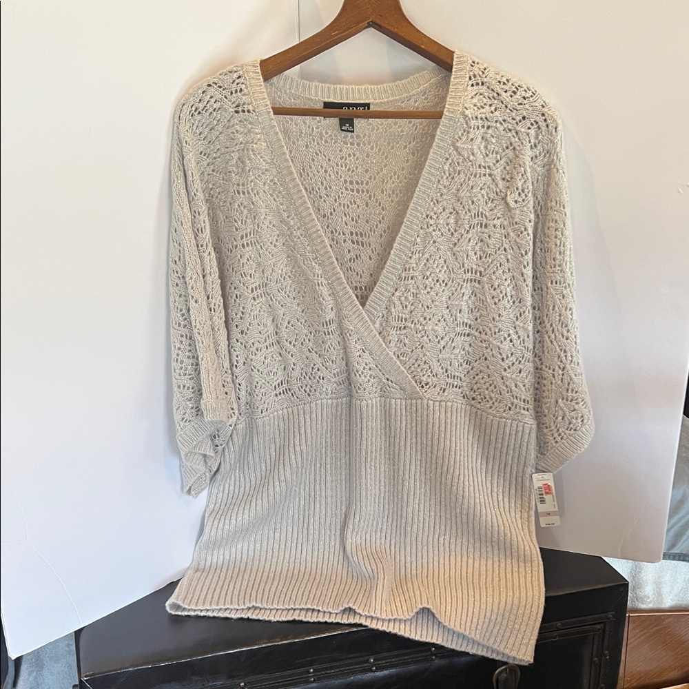 a.n.a Cream Textured Knit Sweater